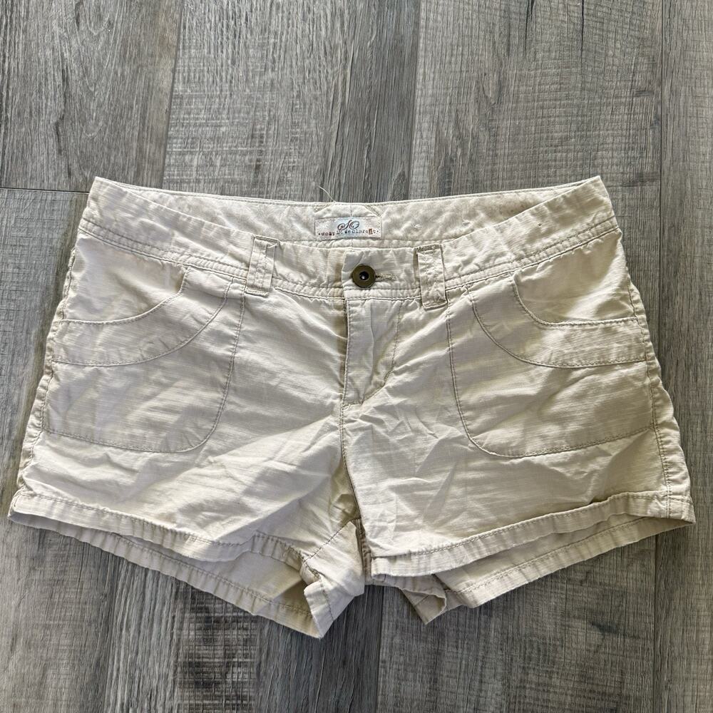 Vtg SO Low-Rise Khaki Micro Shorts Women Size 3 Small Y2K Juniors Preppy Classic